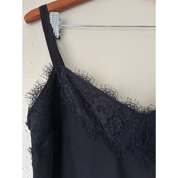 Rebecca Minkoff Black Lace Trim Midi Slip Dress Size Medium - Picture 8 of 14